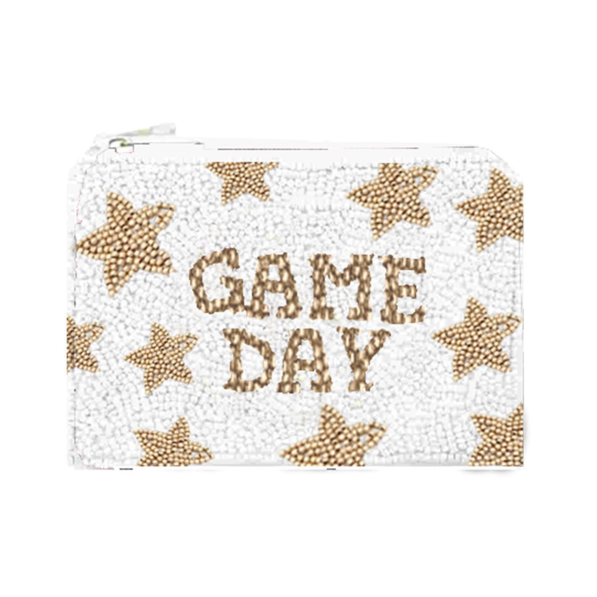 Gold & White Game Day Star Beaded Coin Purse