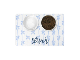 Custom grandmillennial dog mat for food bowls – chic and practical vintage-inspired pet decor