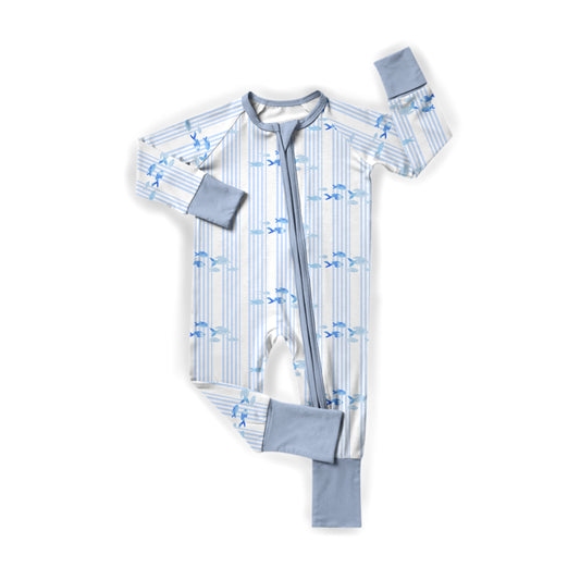 Bamboo Pajamas - Blue Fish Stripes