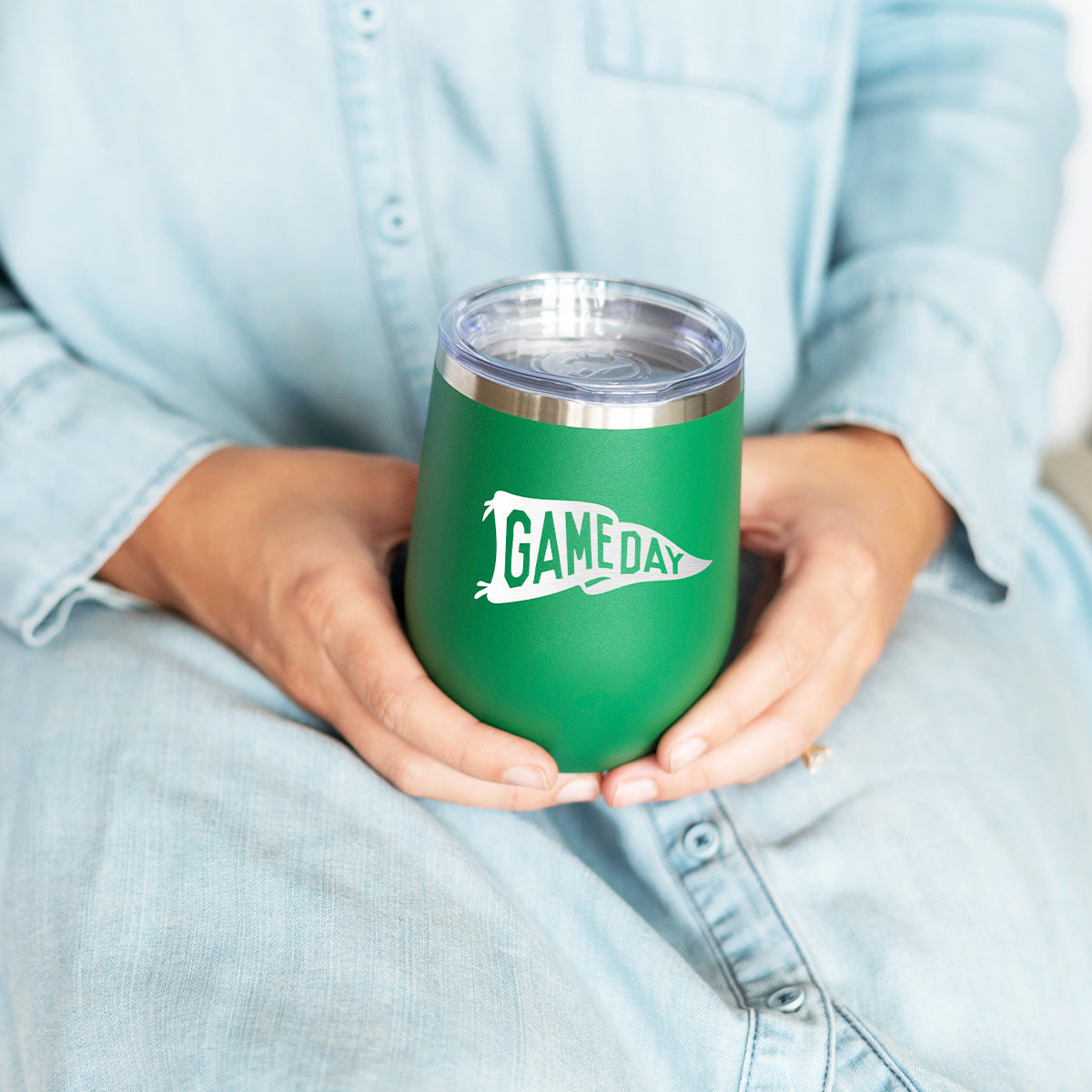 Green Game Day Pennant 12oz Insulated Tumbler