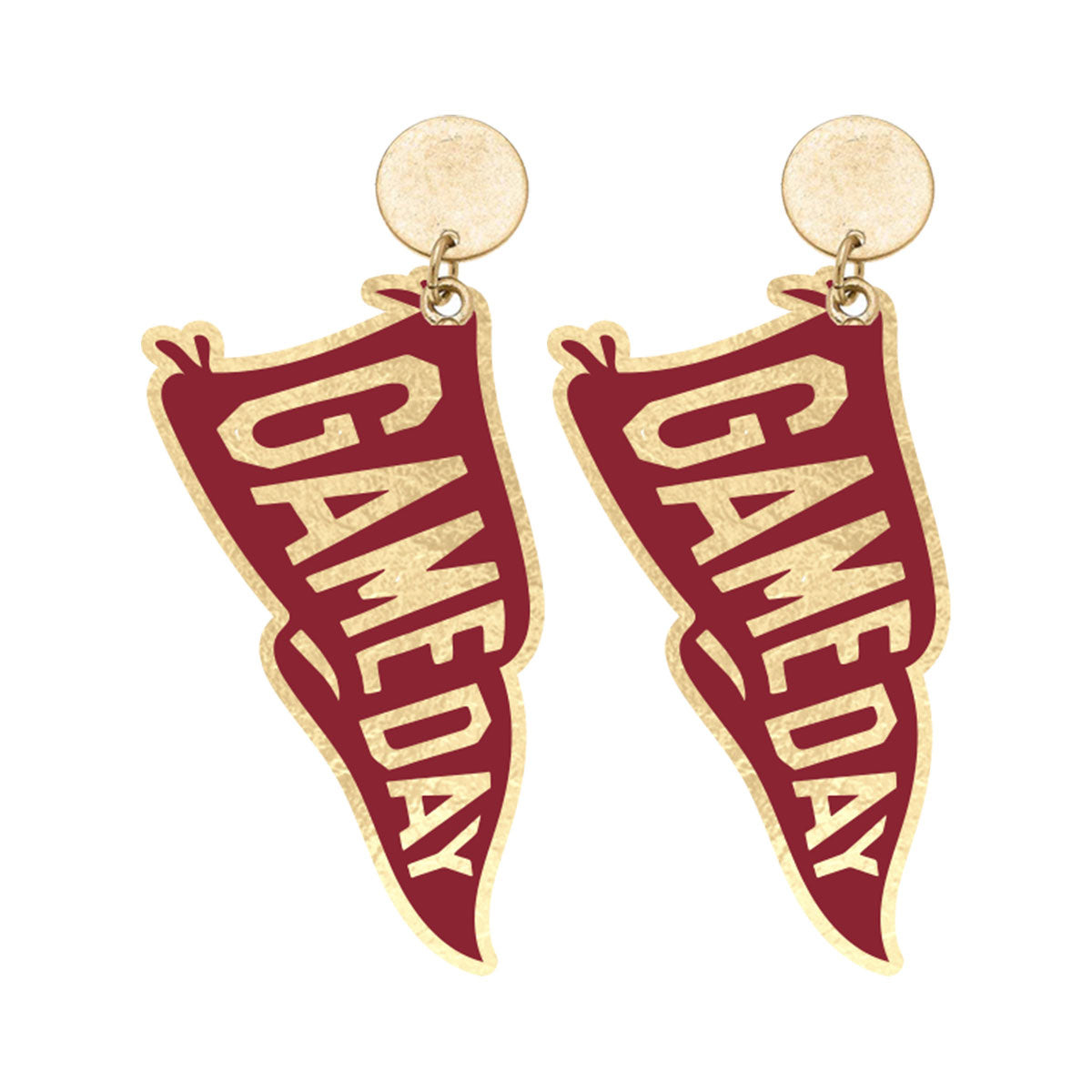 Garnet Game Day Pennant Earrings