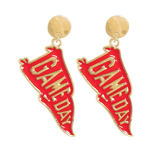 Red Game Day Pennant Earrings