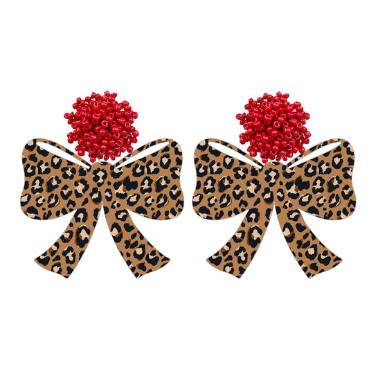 Spotlight Leopard Acrylic Bow Earrings