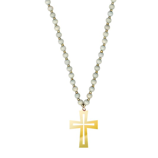 Mirrored Gold Cross Grey Jennifer Necklace