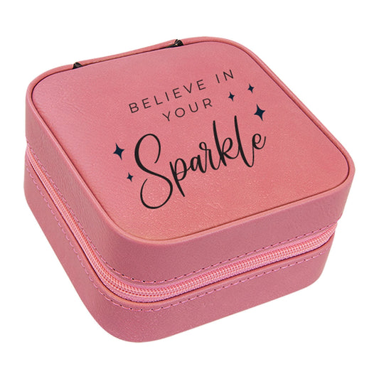 Believe in Your Sparkle Pink Jewelry Case