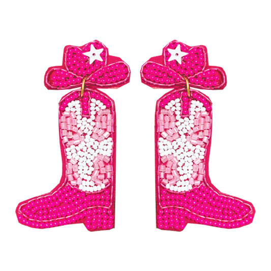 Hot Pink Long Live Cowgirls Earrings