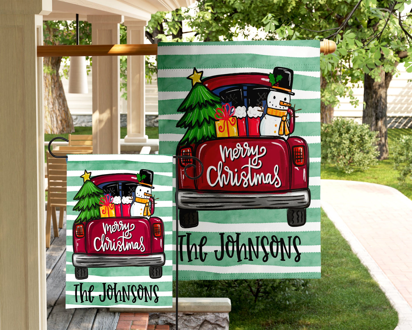 Christmas Garden Flag - Santa Pickup