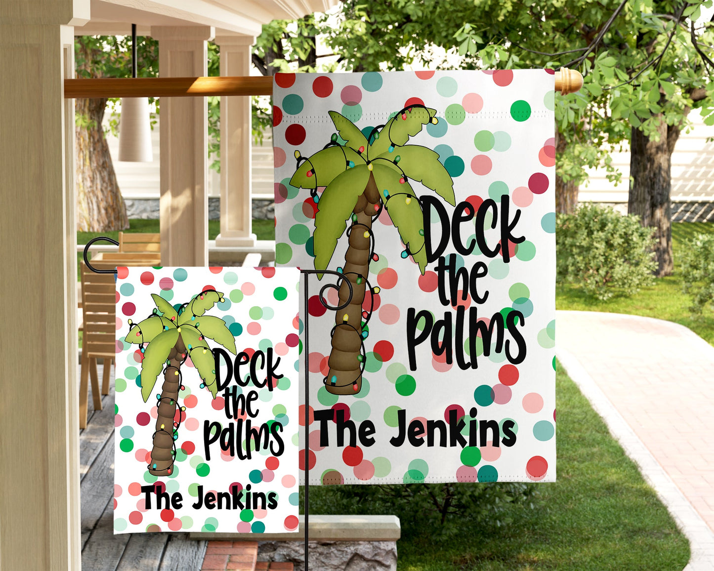 Christmas Garden Flag - Deck The Palms