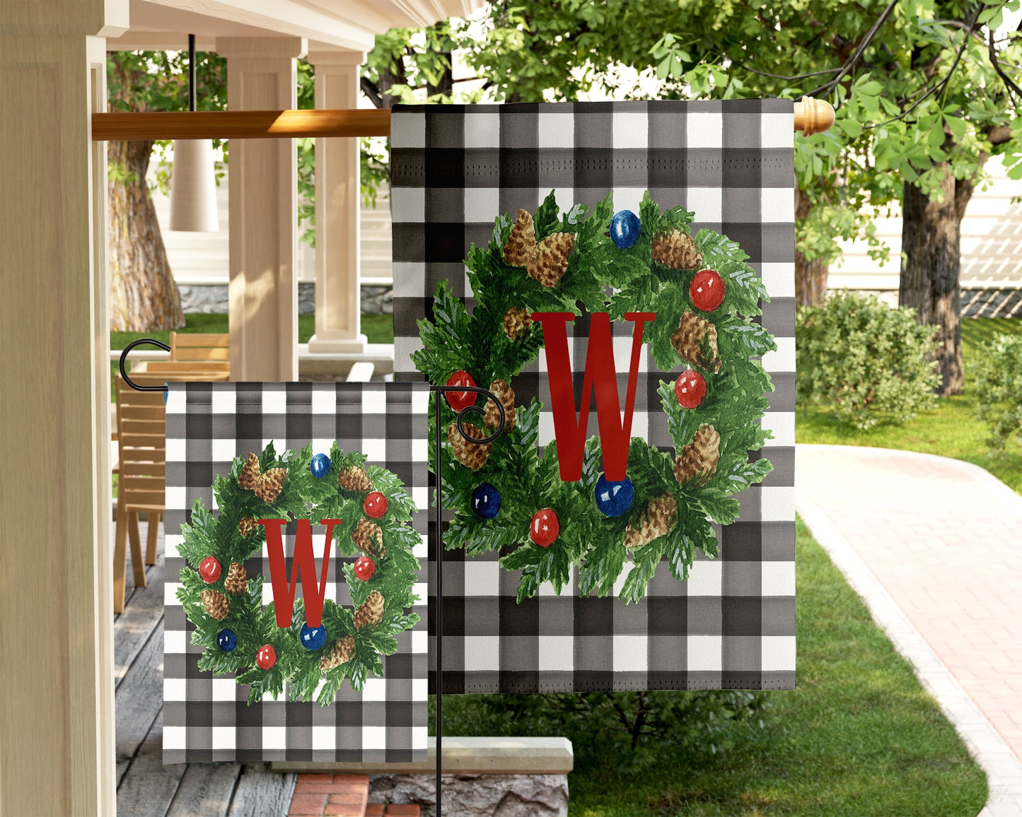 Christmas Garden Flag - Christmas Plaid Wreath