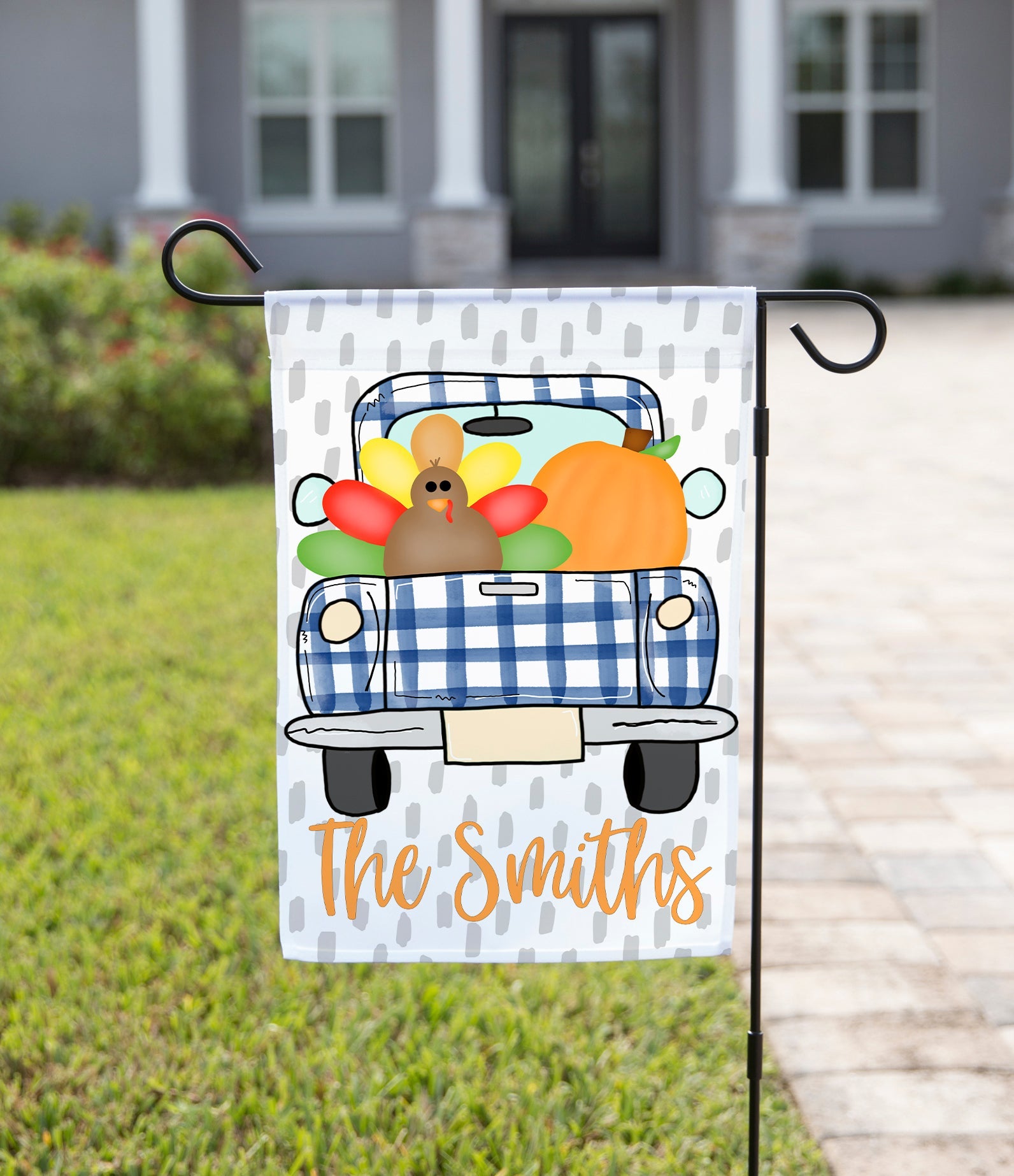 Fall Thanksgiving Flags! Handcrafted with love and a touch of charm, these flags are the perfect way to celebrate the season in style. Each flag is adorned with adorable designs featuring turkeys and pumpkins, expertly crafted to bring a touch of thankful spirit to your home or garden.