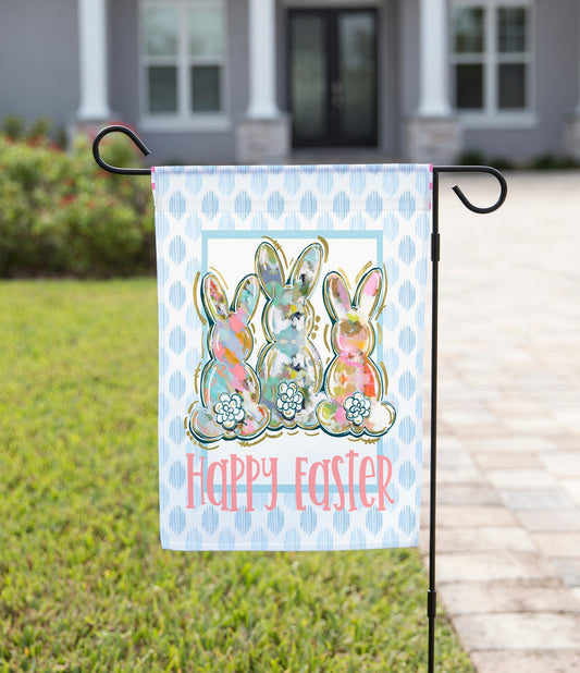 Easter Garden Flag - Three Bunnies