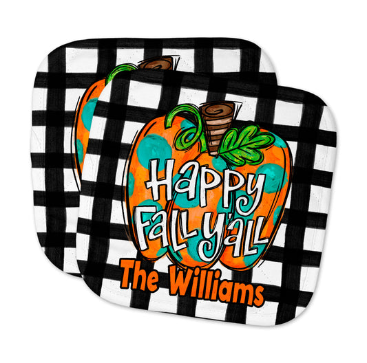 Halloween Pot Holder Set - Happy Fall Pumpkin