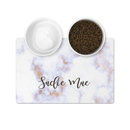 Personalized Pet Bowl Mats - Marble