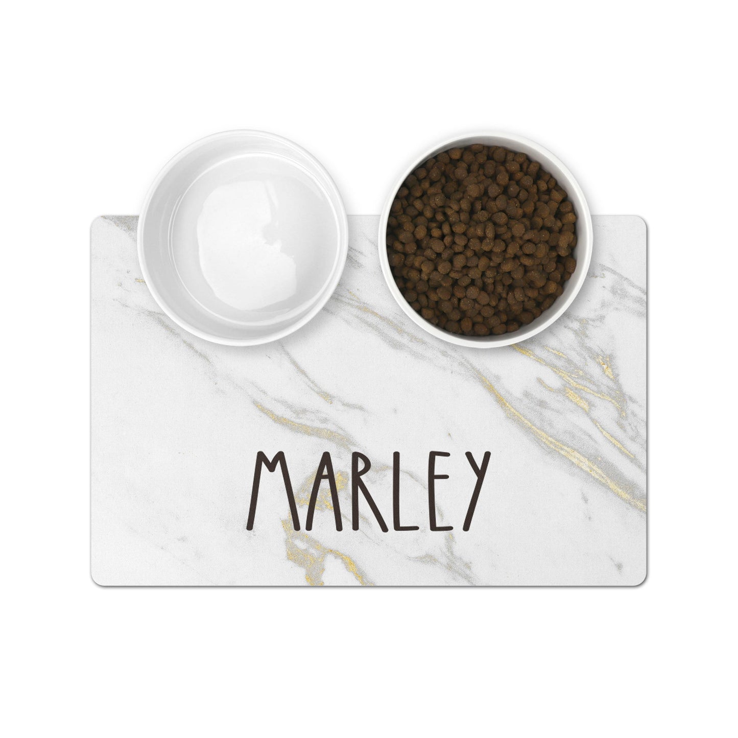 Personalized Pet Bowl Mats - Gold Marble