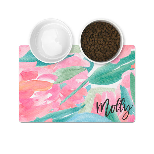 Personalized Pet Bowl Mats - Flower Petals