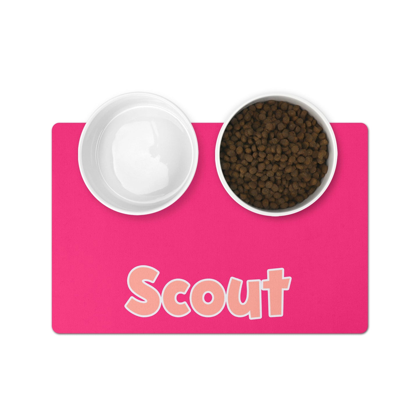 Personalized Pet Bowl Mats - Colorblack Hot Pink