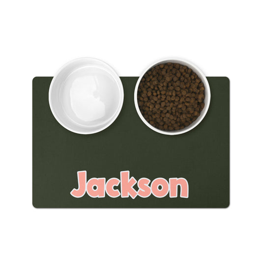 Personalized Pet Bowl Mats - Colorblack Forest Green