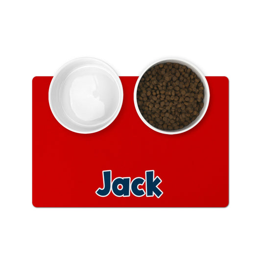 Personalized Pet Bowl Mats - Colorblack Red