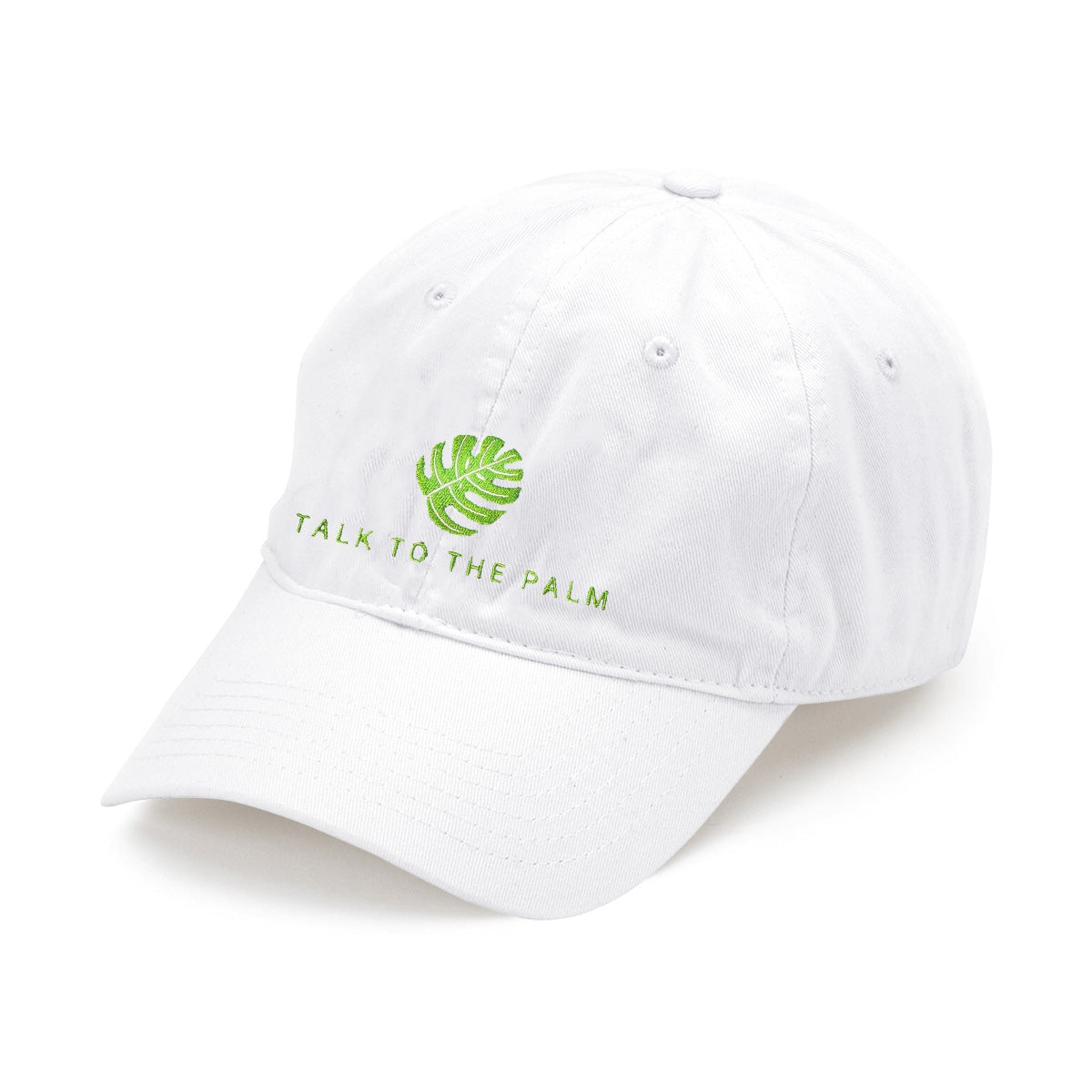 Talk to the Palm Embroidered White Cap
