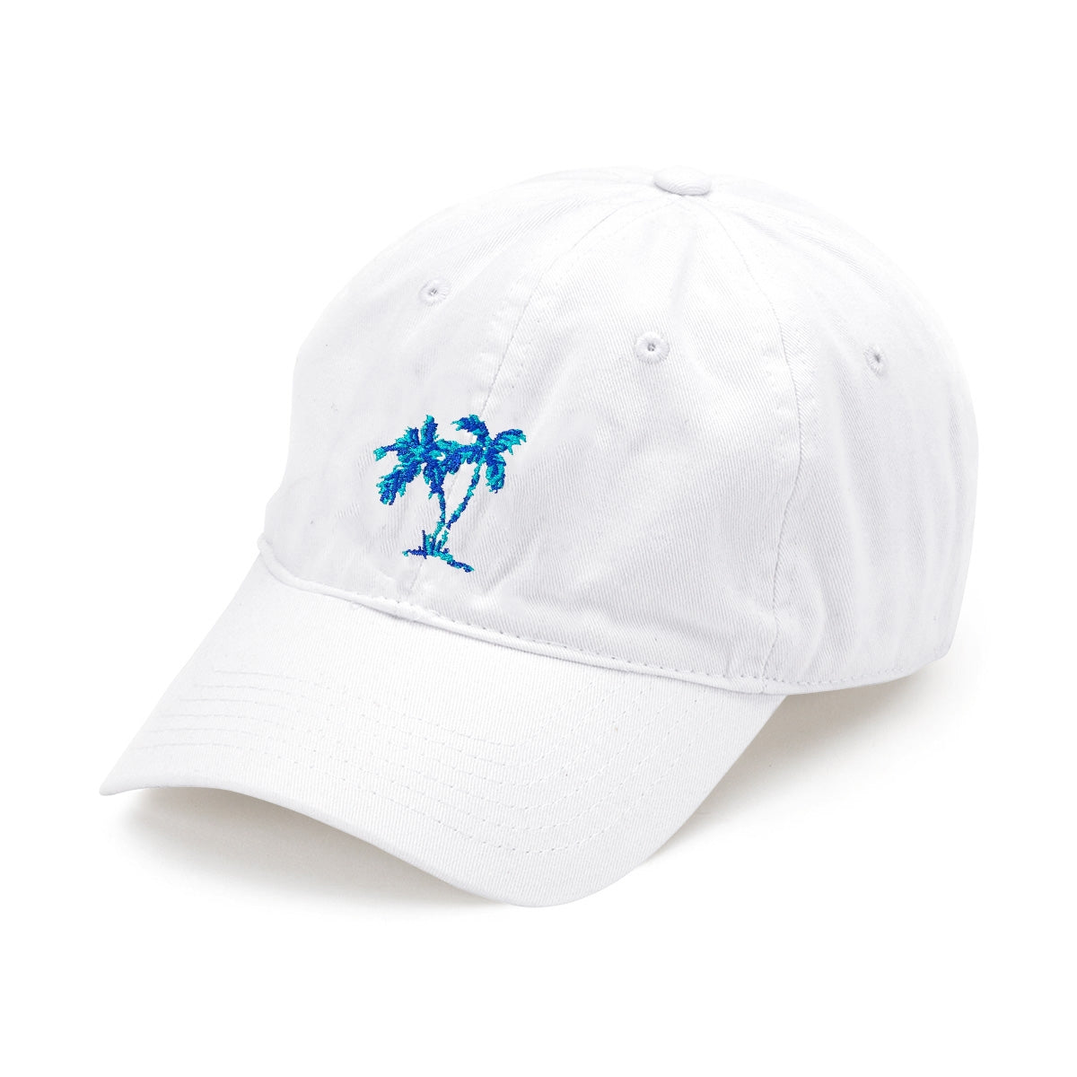 Palm Tree Embroidered White Cap
