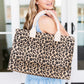 Leopard Burlap Tote Bag