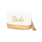 Creme Cabana Cosmetic Bag Embroidered BRIDE in Gold Thread