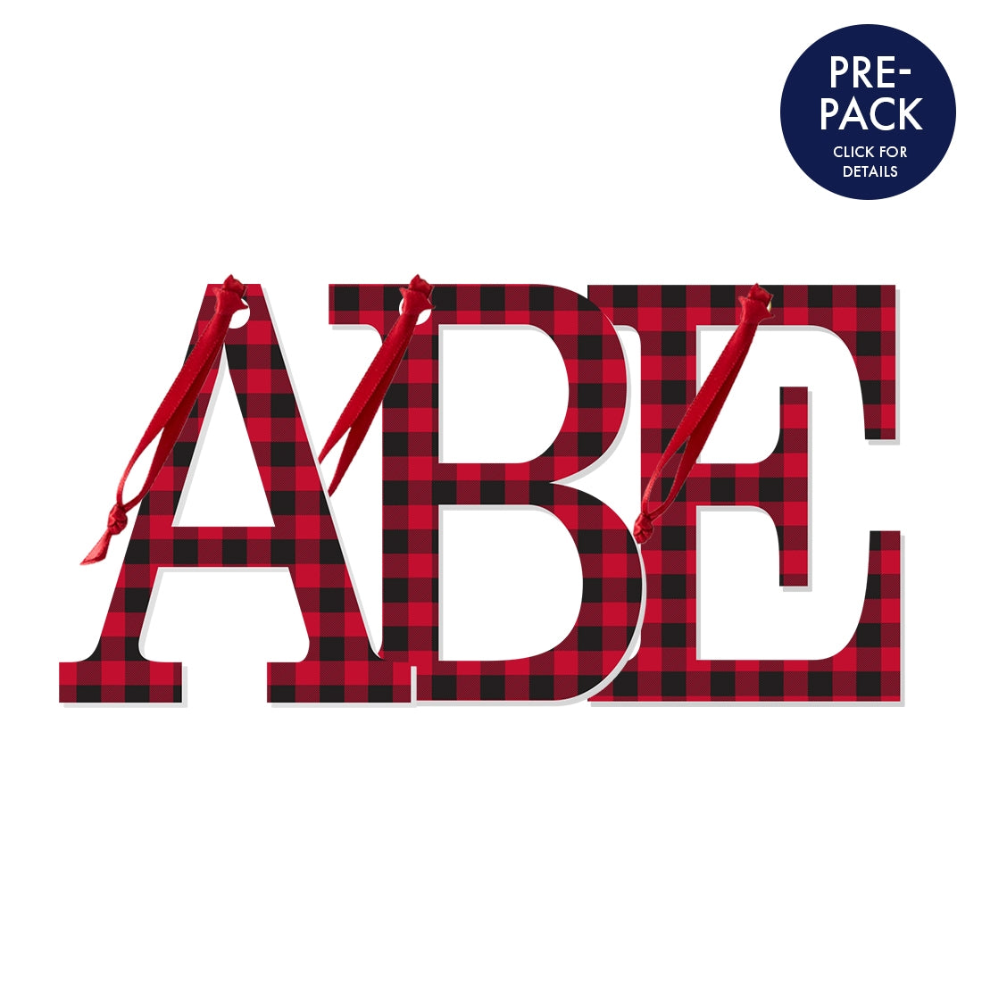 Red Buffalo Check Acrylic Initial Accent Tag Pre-pack