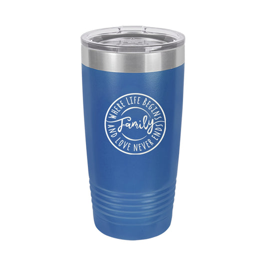Love Never Ends Royal Blue 20oz Insulated Tumbler