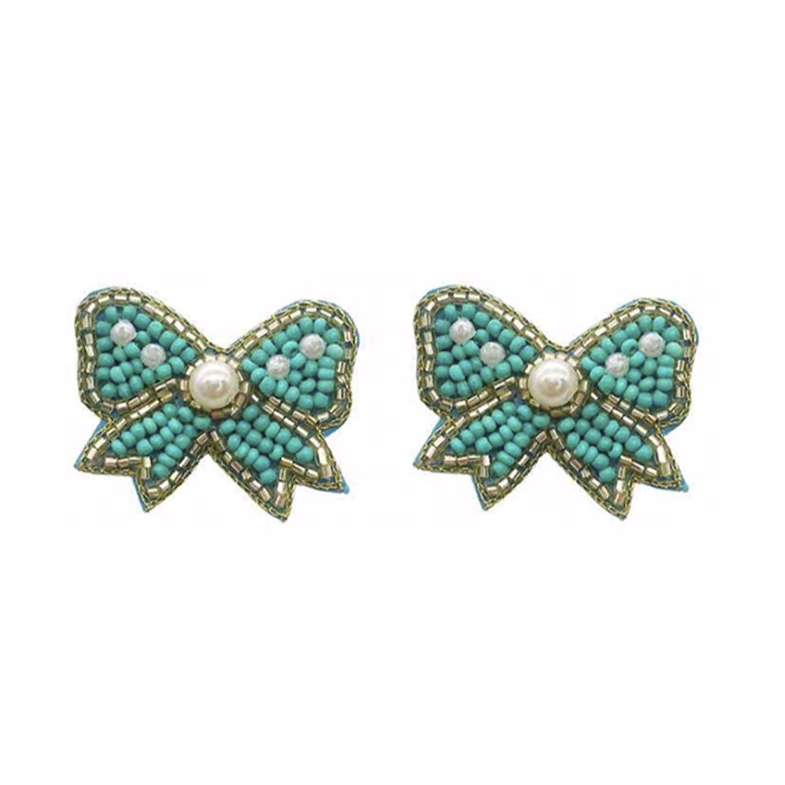 Aqua Bow Earrings